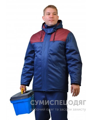 Куртка утеплена "Зима" т/синя + бордо